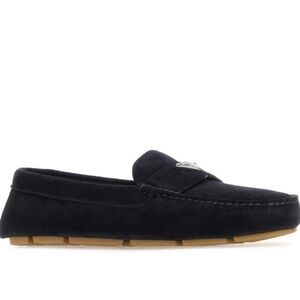 Prada Logo Plaque Slip-On Loafers - Men's Size UK 11/US12 Dark Blue/Navy
